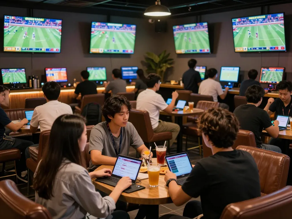 Tỷ lệ kèo nhà cái 5 showcased with sports fans intensely engaged in live betting experiences.