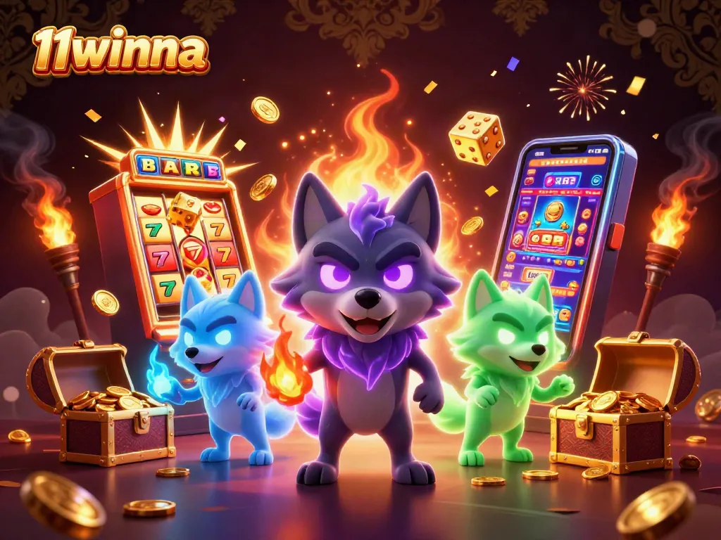 Engaging 11winna scene featuring ghostly wolves and dynamic slot game visuals.