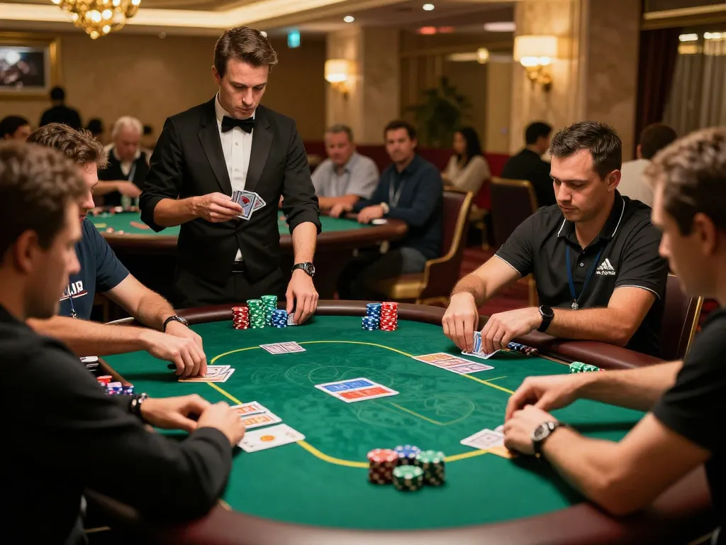 Players at the TX88 poker table strategizing their next move in an upscale casino atmosphere