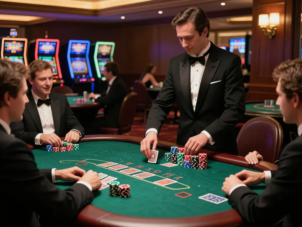 Players strategizing at DA88 blackjack table under warm casino lights