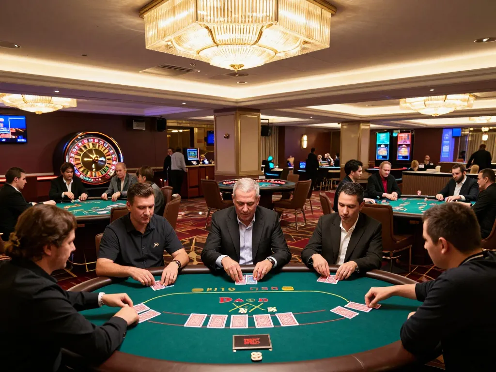 Players enjoying thrilling card games at a modern casino floor featuring 566 com for exciting betting experiences.