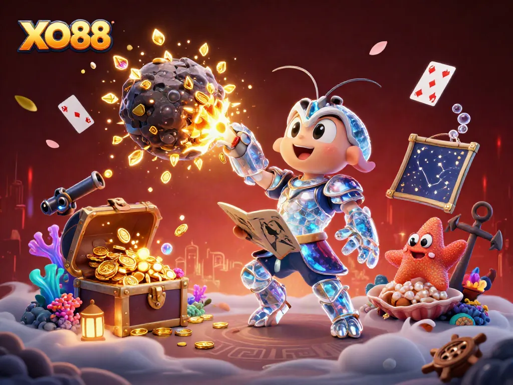 Engage in thrilling action with XO88, featuring a galactic samurai battling asteroids and treasure.