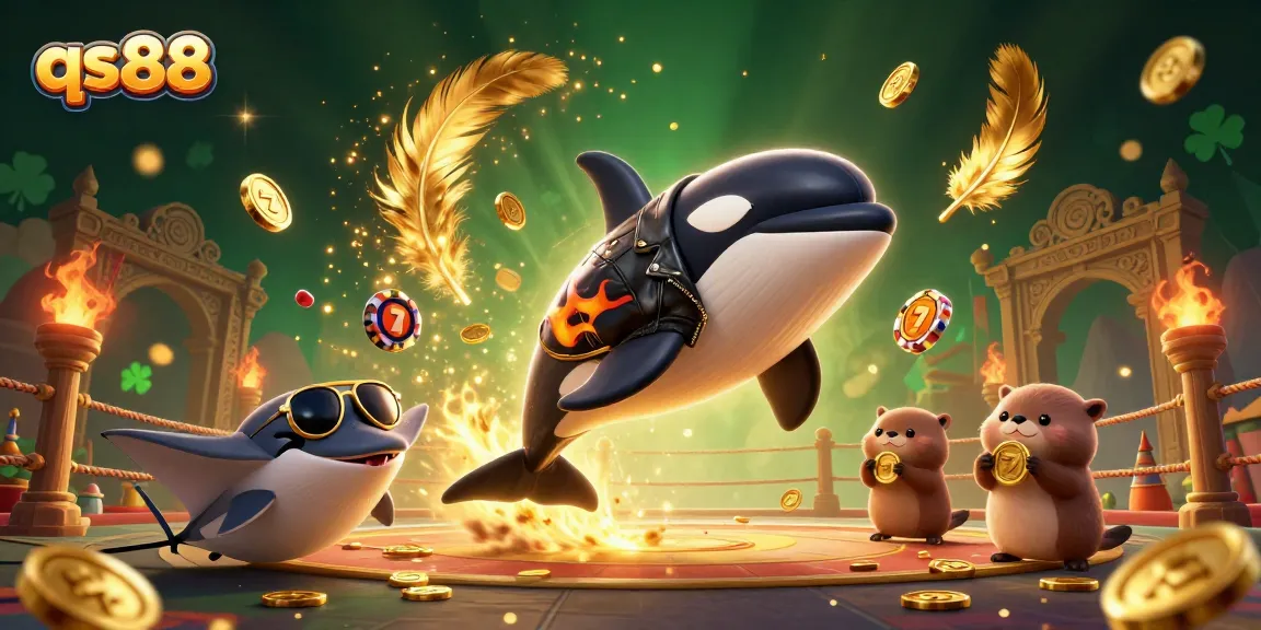 Engage in thrilling gaming at qs88 with an orca, stingray, and otters ready to win coins!