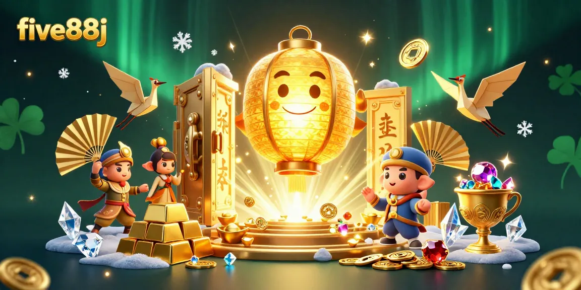 Experience thrilling gameplay at five88j with a vibrant casino scene featuring golden treasures and lucky symbols.