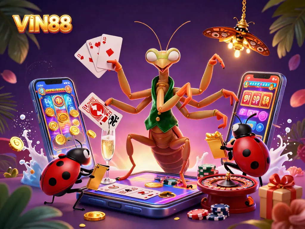 Engage in exciting wins with VIN88 at this vibrant casino scene showcasing games and entertainment.