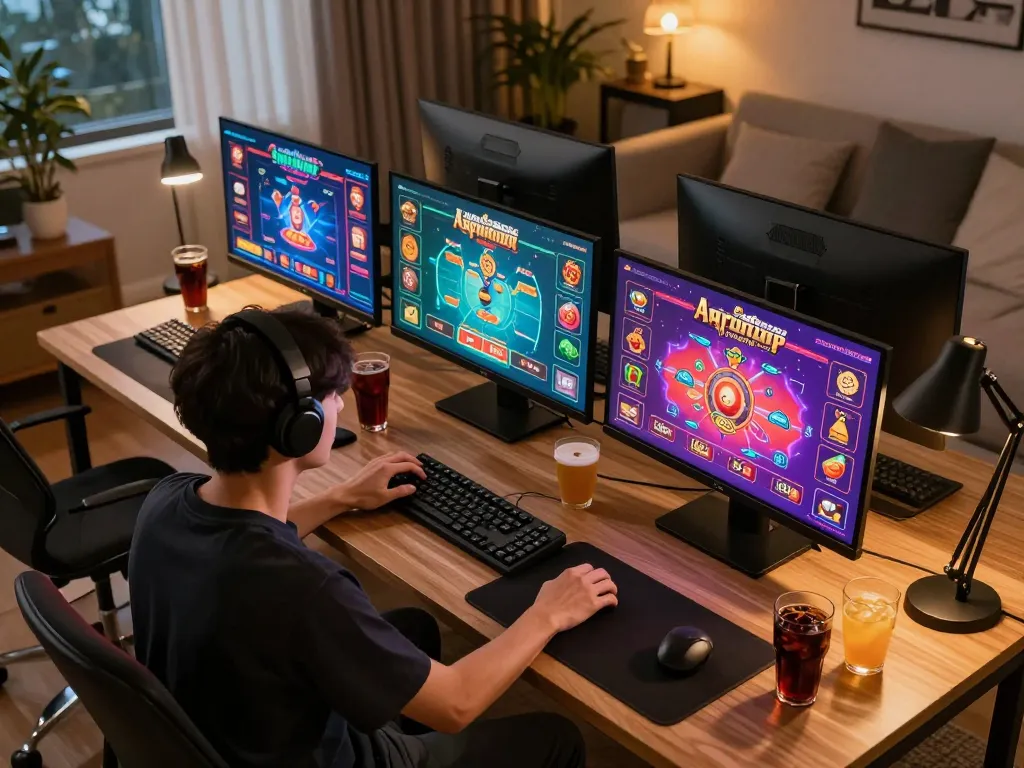 Player enjoying a dynamic online gaming experience with Uk 88 games displayed on multiple screens.