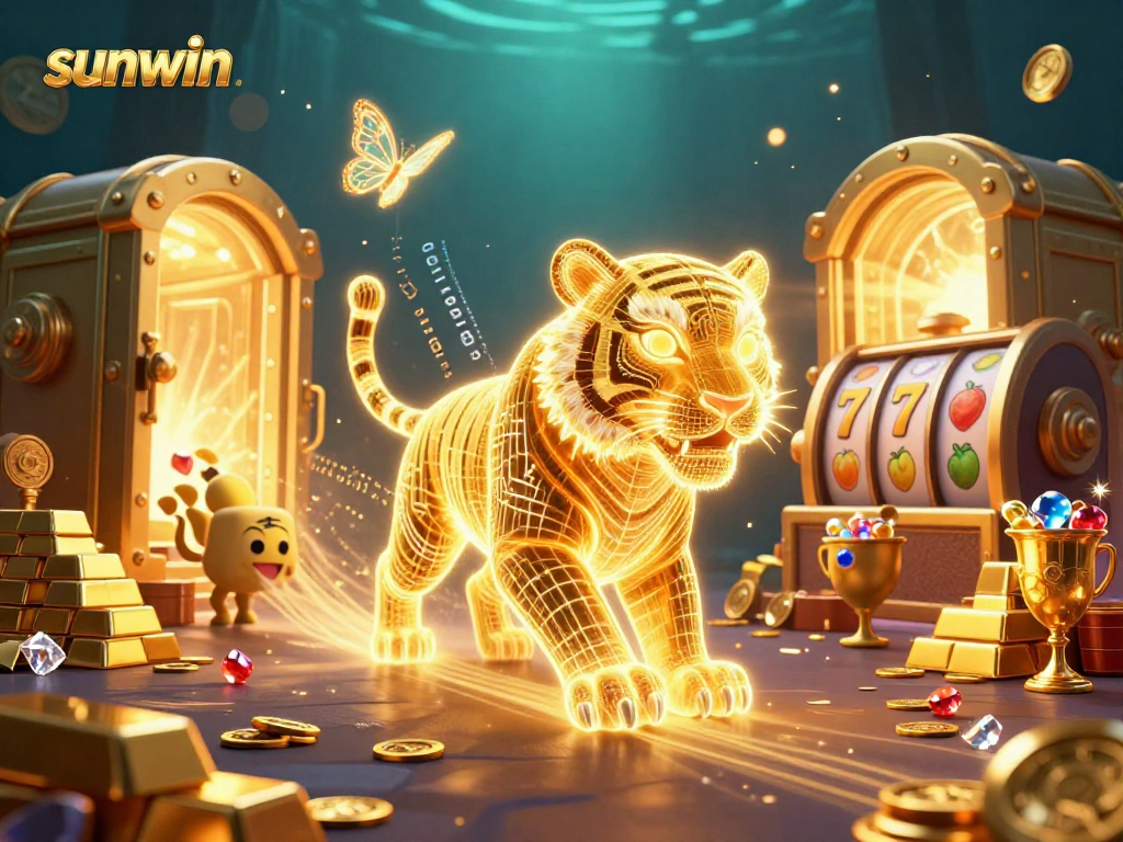 Experience the thrill of winning at sunwin casino with vibrant 3D slot reels and treasures.