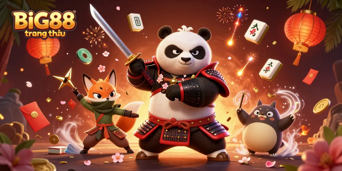 Engage with the vibrant world of BIG88 trang chủ as a samurai panda and friends embark on an epic gaming adventure.