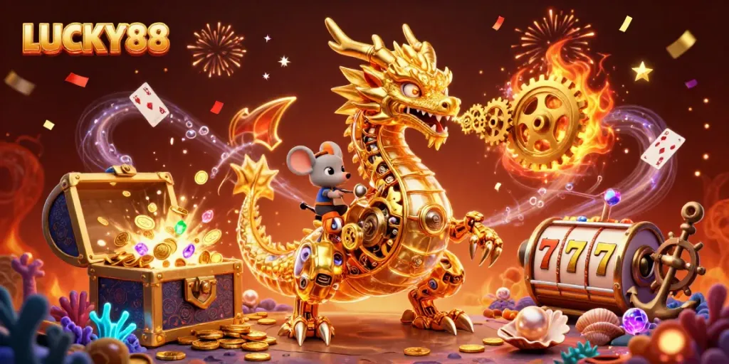 Experience the thrilling LUCKY88 slot adventure with dynamic visuals and colorful gems!