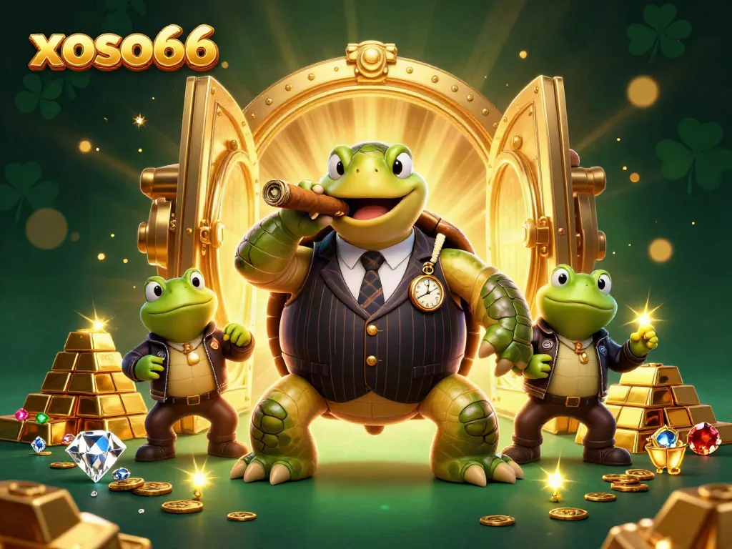 Engage with xoso66's immersive 3D cartoon scene filled with vibrant casino atmosphere and characters.