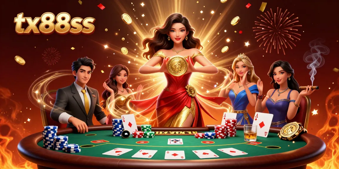 Experience exciting wins at tx88ss with a vibrant casino scene featuring a beautiful woman holding a golden coin.