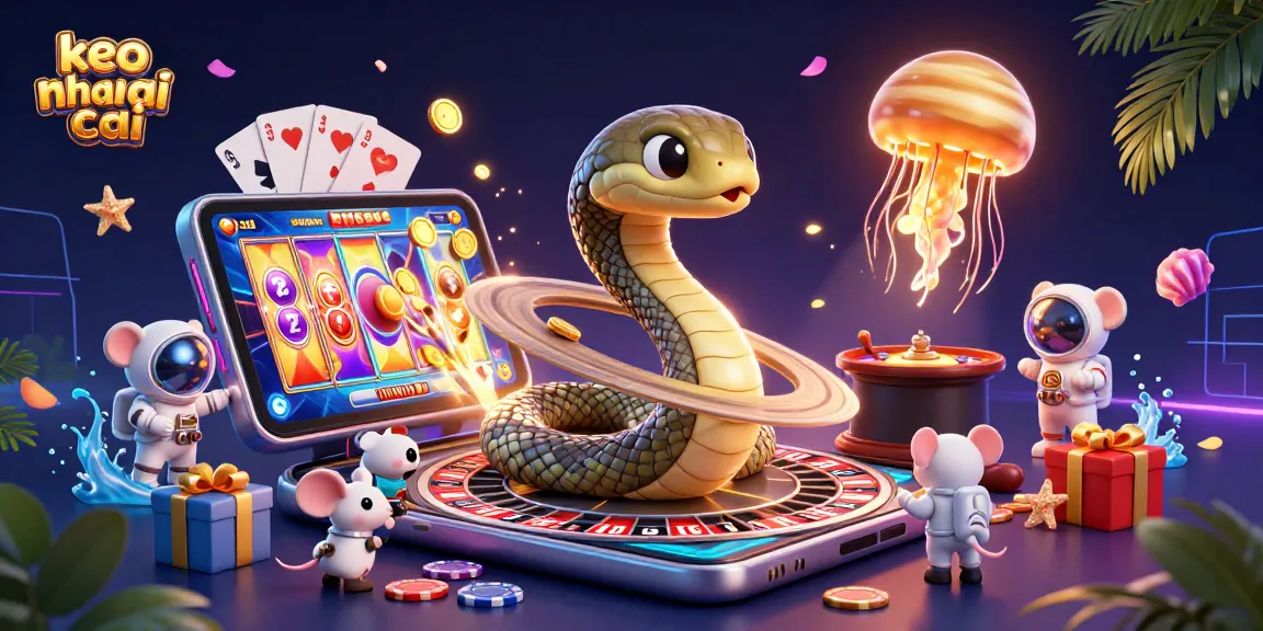 Experience the thrill of 'keo nha cai' with vibrant cosmic casino scenes and dynamic betting excitement.