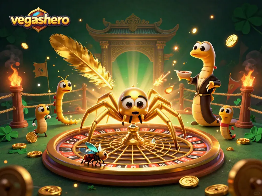 Engage in dynamic betting action at VegasHero casino with a 3D spider poker scene.