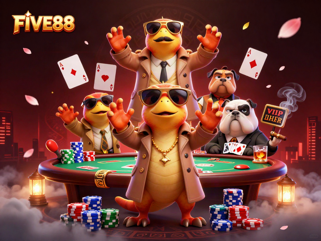 Experience excitement in FIVE88 with raptors sneaking into a VIP casino lounge.