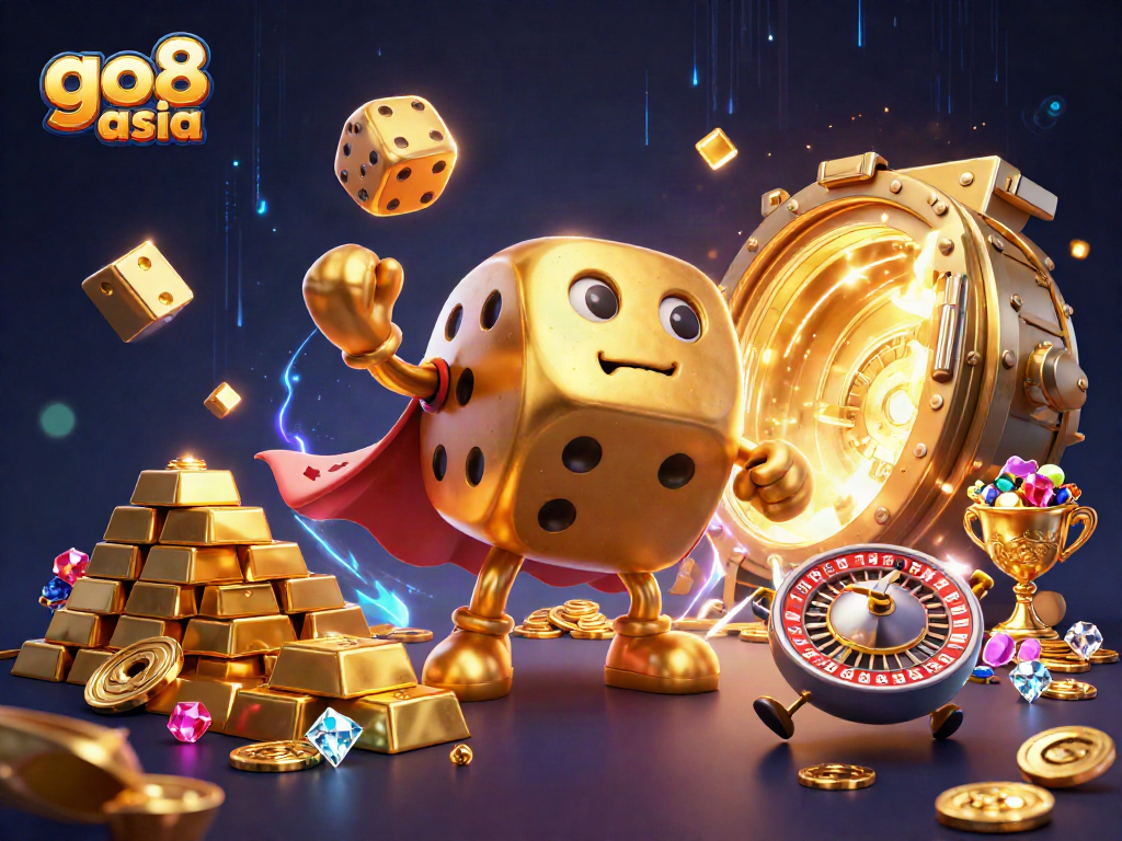 Engage with thrilling gameplay at go8 asia with a dynamic casino scene featuring vibrant 3D characters.