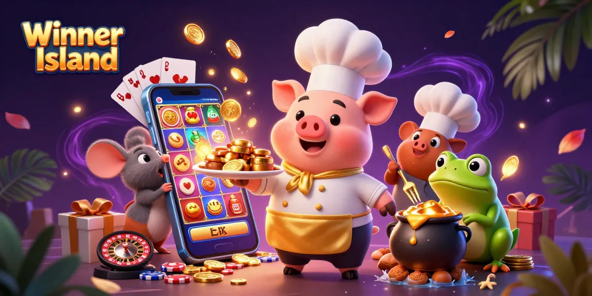 Win big at Winner Island with vibrant games and rewards in a dazzling casino fantasy.