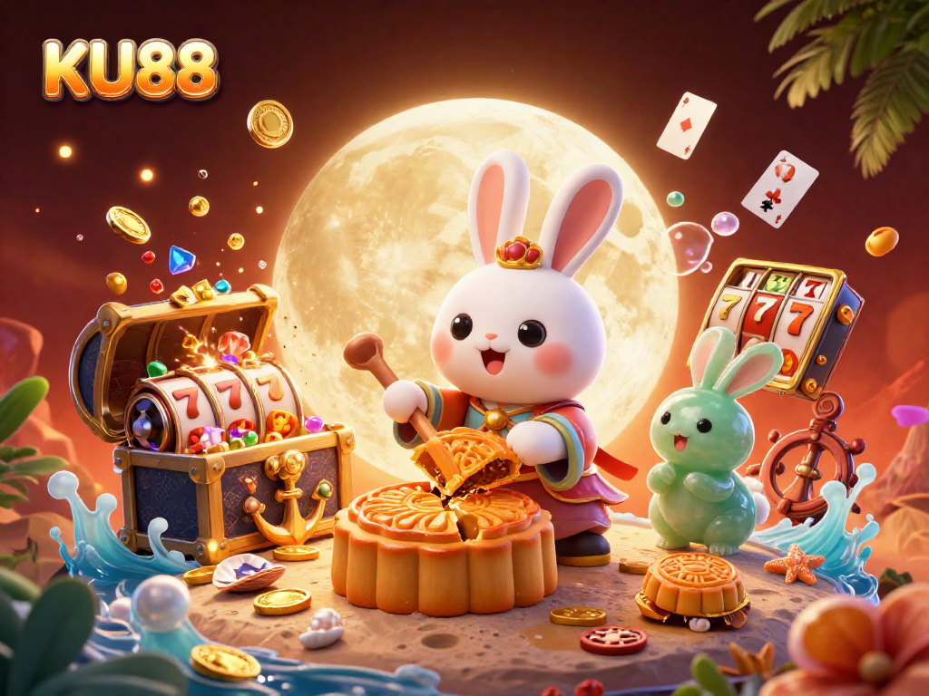 Experience exciting casino wins at KU88 with a vibrant scene featuring classic gaming elements.