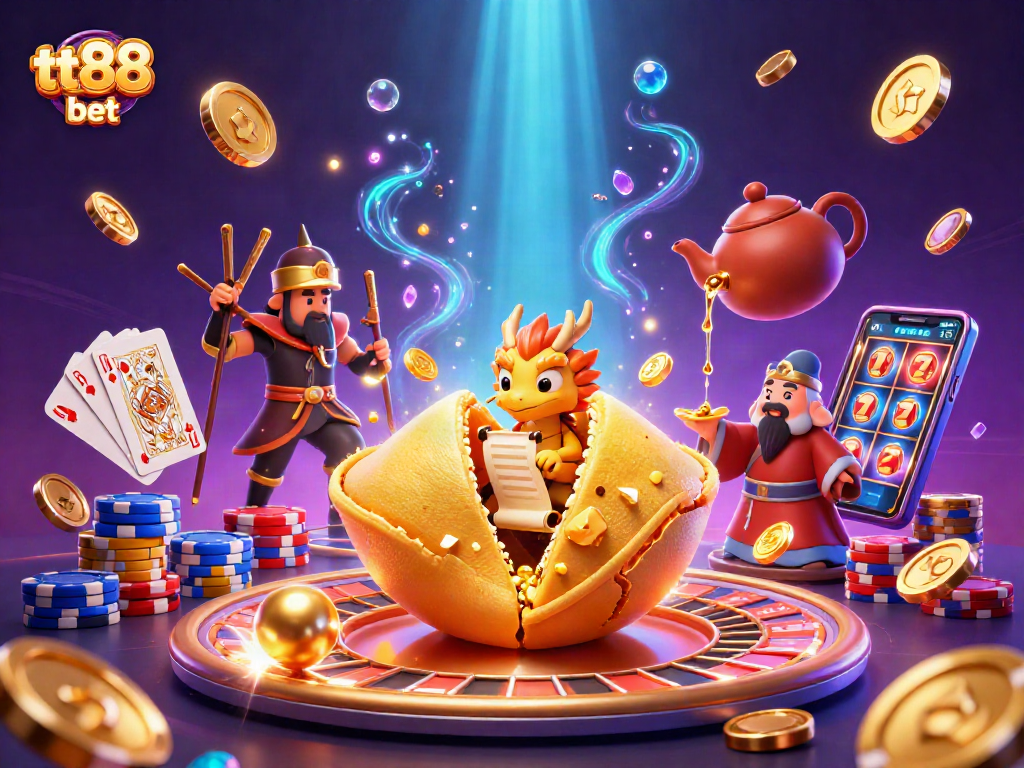 Experience the thrill of the tt88 bet with vibrant casino illustrations featuring iconic elements.