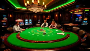 Experience the thrill of SKY88 COM with high-stakes blackjack at an elegant casino table.