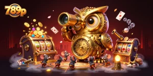 Experience thrilling gaming action with the enchanting 789p casino, featuring a golden owl and vibrant slot machines.