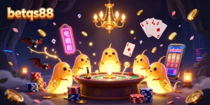 Experience excitement at betqs88 with glowworms lighting up the cave casino, showcasing 3D gaming thrills.
