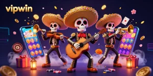 Experience the thrills of vipwin with the mariachi band and vibrant casino elements in this animated scene.