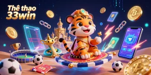 Boost your bets with Thể thao 33win featuring vibrant sports-themed 3D illustrations and casino elements.