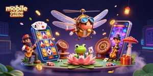 Experience the excitement of a mobile online casino with vibrant 3D characters and dynamic gaming elements