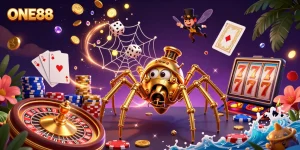 Catch golden dice in the mesmerizing web of ONE88's steampunk world, rich in casino excitement.