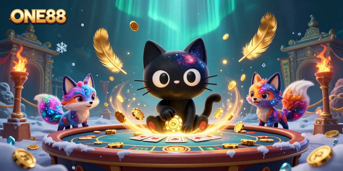 Experience the thrill of ONE88 with a cosmic casino illustration featuring unique characters and vibrant atmospheres.